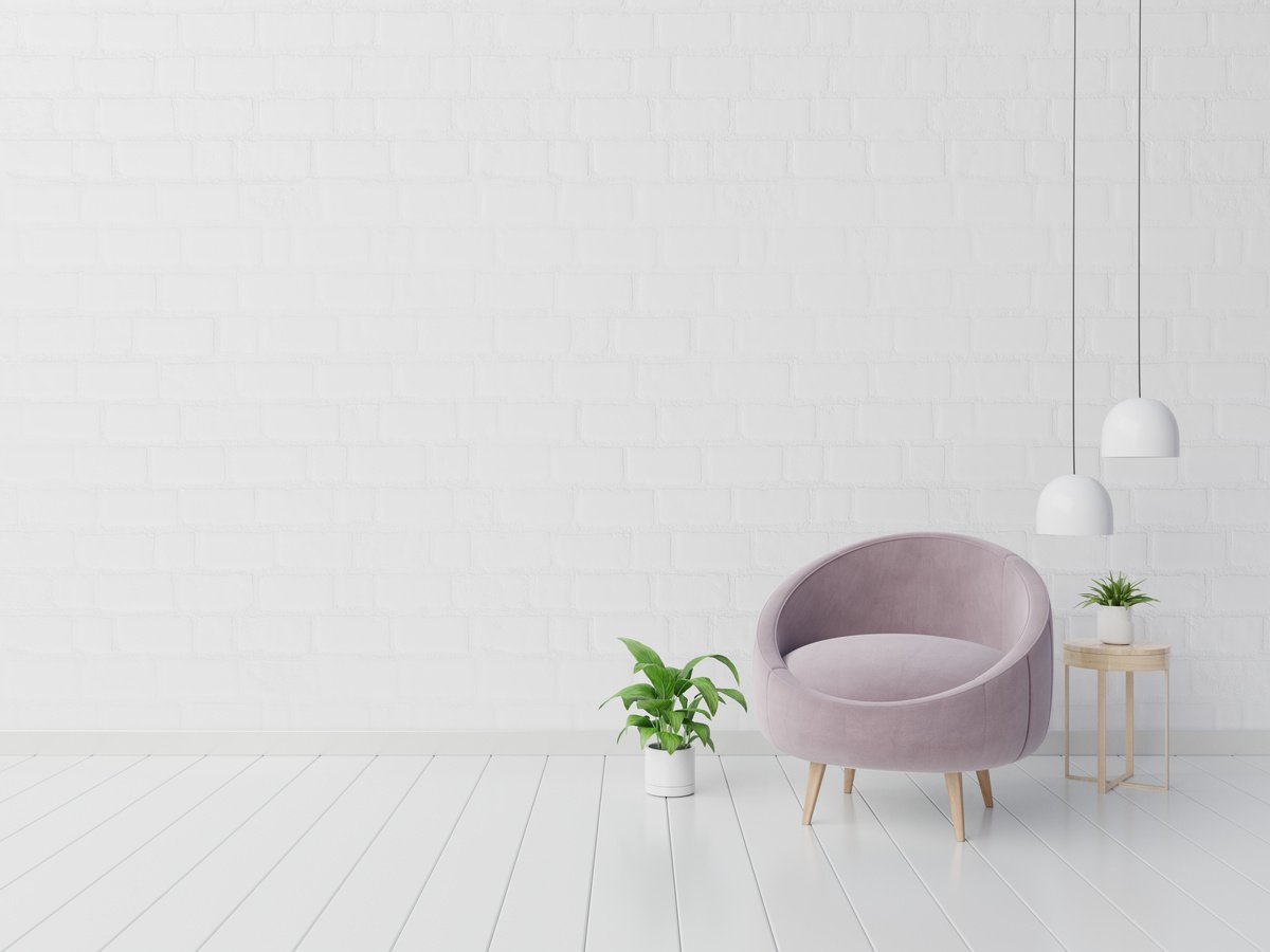 Empty Living Room with Pink Chair